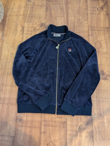 Fila velour tracksuit top navy - velour,
